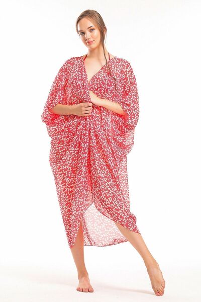 Sense Шифонове пляжне кімоно | Elb33597 Фуксія в клітинку