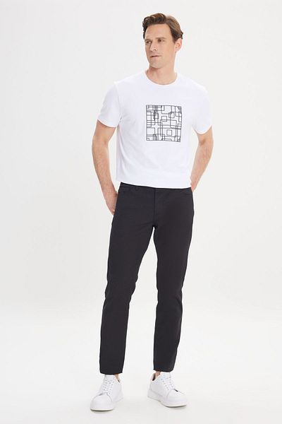 AC&Co / Altınyıldız Classics Pánske čierne elastické nohavice Slim Fit - Dobby s 5 vreckami