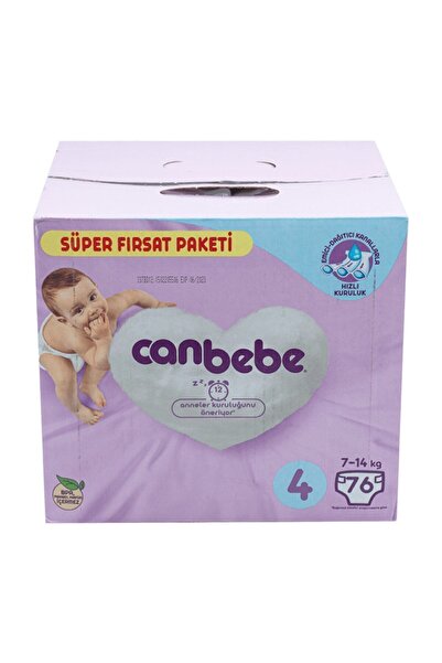 Canbebe Bebek Bezi 4 Beden 7-14 kg 76 Adet
