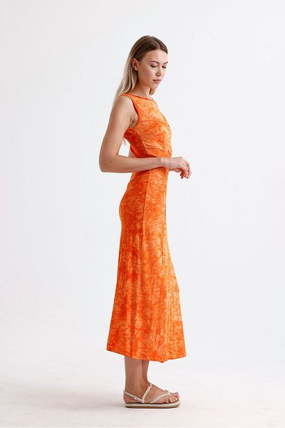 Sense Φόρεμα Viscose Sleeveless Lycra - Σχιστό, Πορτοκαλί Μπατίκ |   ELB35734