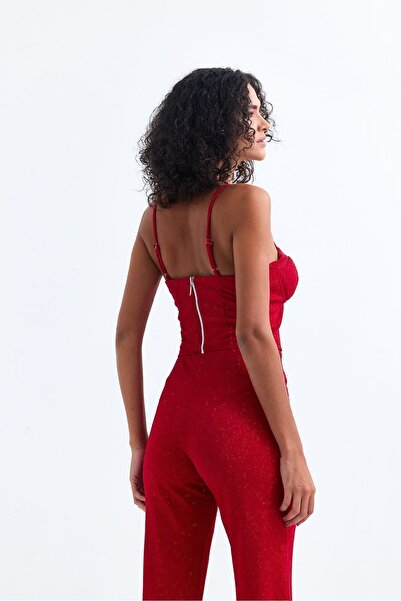Sense Gloped Glittery Pukuro Evening Dress Bustier| Bust35453 Claret Red