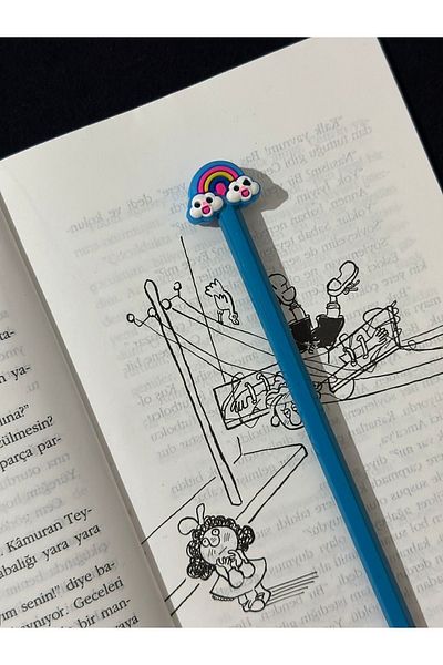odaburada Blue Rainbow Figure Cute Pencil Ornament-Pencil Head