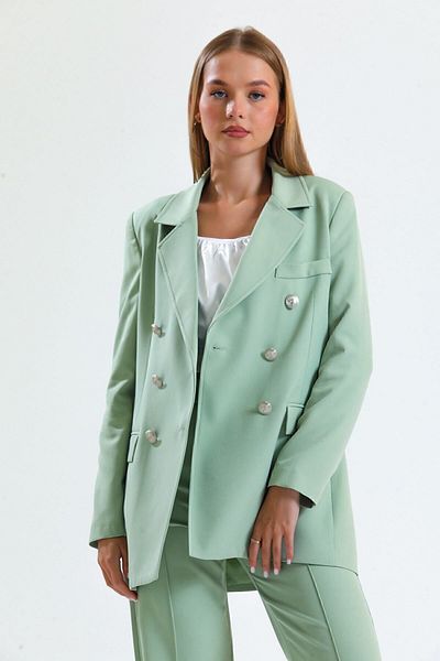 Sense Hürrem Fabric Lined Oversize Blazer - Mildew Green| Ckt34236
