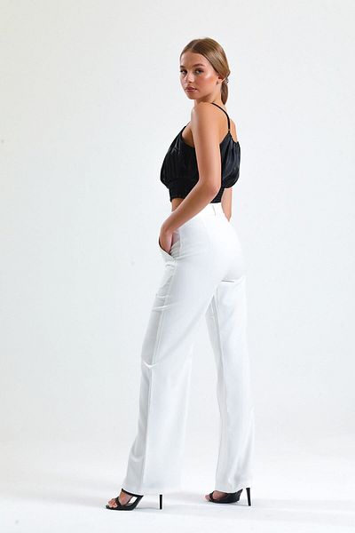 Sense Pantaloni largi din țesătură Hürrem cu cusături ornamentale - Pnt34239 Ecru
