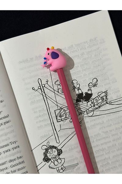 odaburada Pink Elephant Figure Cute Pencil Ornament-Pencil Head