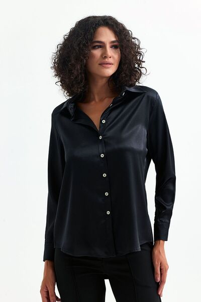 Sense Cămașă ușoară din satin |   GML35403 Negru