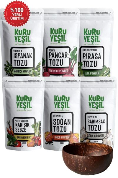 Kuru Yeşil Mega Sebze Paketi -jumbo Natural Hindistan Cevizi Kasesi - Dried V...