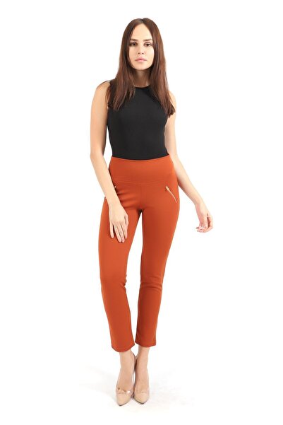 Sense Декоративні металеві блискавки з кишенями, штани з подвійним крепом | Pnt32348 Кереміт