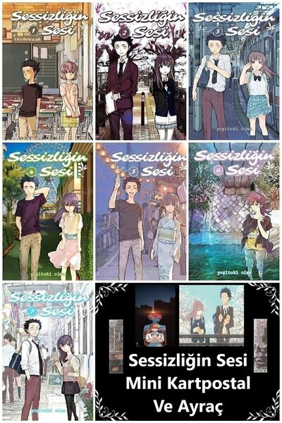 Çizgi Düşler Sessizliğin Sesi (1-2-3-4-5-6-7) 7 Kitap Seti | Sessizliğin Sesi Mini Kartpostal Ve Ayraç