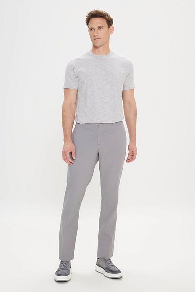 AC&Co / Altınyıldız Classics Pánské šedé vzorované kalhoty Comfort Fit – uvolněný střih, boční kapsy a elastický pas