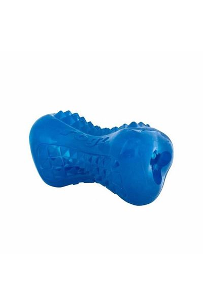 Rogz Toyz Yumz Treat لعبة الكلب البلاستيكية الزرقاء - العناية بالأسنان والمضغ 15 سم