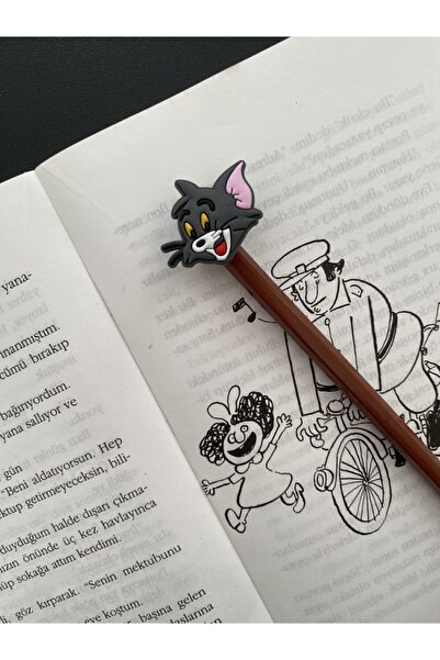 odaburada Cute Pencil Ornament with Tom Cat Figure