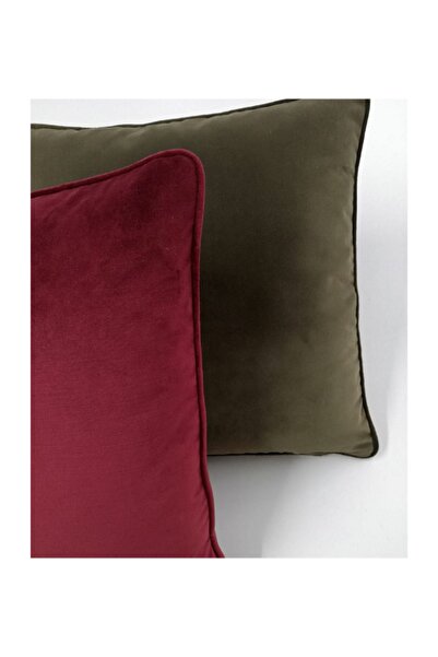 Duygun Home Kırlent Ithal Kadife Kumaşlı 45x45 Cm. ( Iç Dolgulu ) Şarap Kırmı...