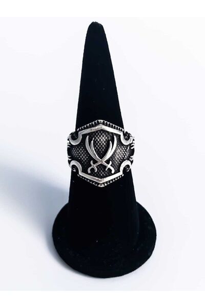 Antique Dolunay Antik Gümüş Kaplama El Yapımı Ayarlanabilir Hz. Ali Kılıcı Zü...