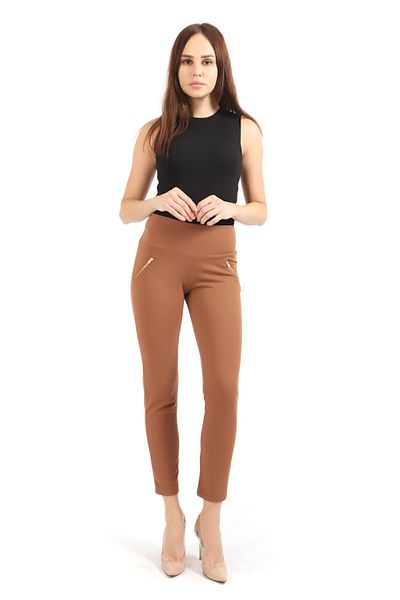 Sense Pantaloni gemeni din crepon cu buzunare metalice cu fermoar |   Pnt32348 K. Nurcă