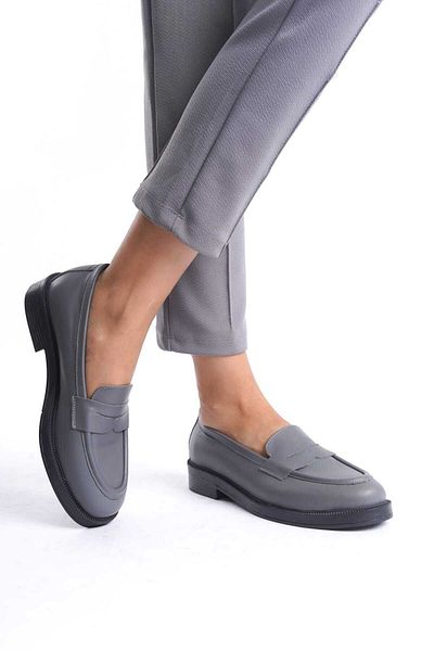 GNS Shoes Gray Genuine Leather Lofer