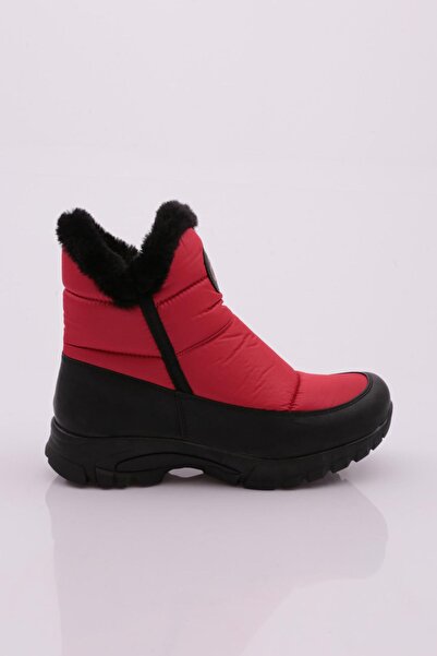 DGN Women's Furry Zippered Boots Red 21633224