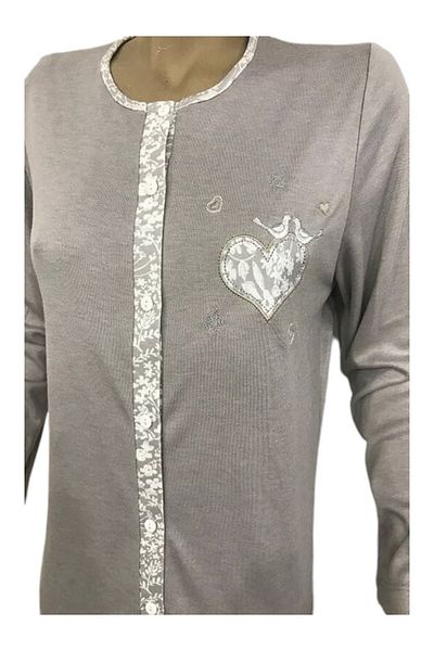 NENA COLLECTION Nena Open Front Pajama Set-14283-grey