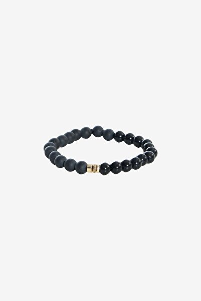 AC&Co / Altınyıldız Classics Black-Yellow Men's Bracelet with Natural Stone B...
