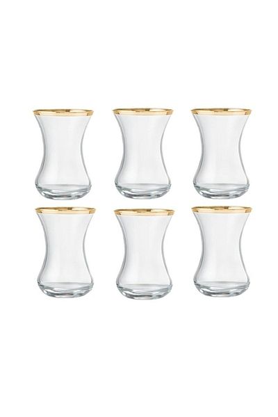 Paşabahçe Gold Thin Waisted Tea Cup - 130 Cc Set of 6