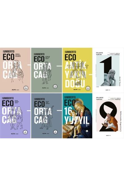 Alfa Yayınları Umberto Eco 8 Kitap Set  Ortaçağ 16 Yüzyıl  Antik Yakın Doğu  ...