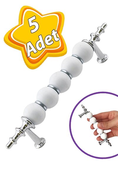 GLASWEN 5 Adet İnci Kulp 96 mm Krom Mutfak Kulpu Çekmece Dolap Kapak Kulbu Metal Mobilya Dolabı Kulpları