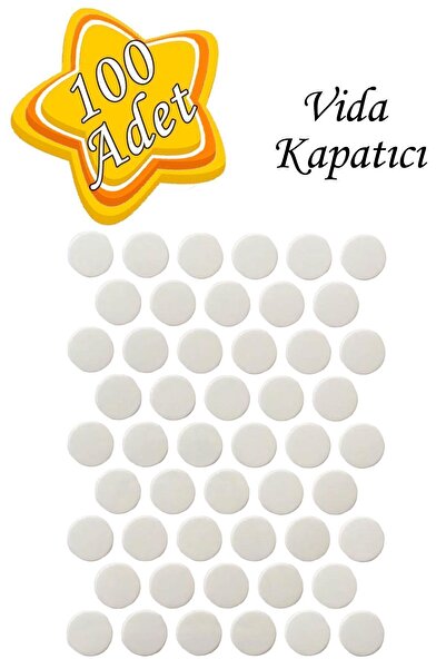 GLASWEN 100 ADET Beyaz Vida Kapatıcı Yapışkanlı Vida Tapası Tıpası Kapağı Vida Gizleyici