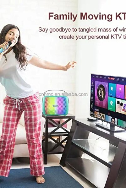 Zineets Mikrofonlu Karaoke Bluetooth Hoparlör Taşınabilir Ses Bombası Led Işıklı Ses Radyolu Speaker
