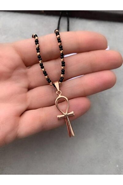 Shaman İstanbul Hematit Rose Gold Ankh Kolye