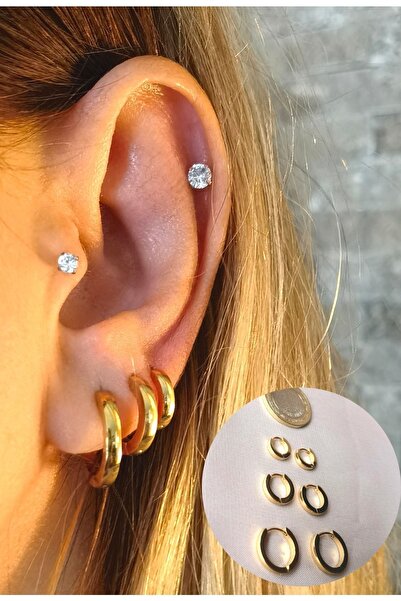 Bylin Cerrahi Çelik Halka Küpe Seti-üç Çift - Halka Çapı 7mm, 9mm Ve 12mm