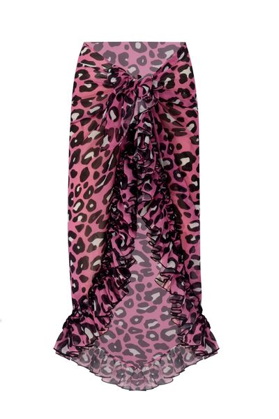 Nur Karaata Lily Long Pink Leo Pareo Skirt