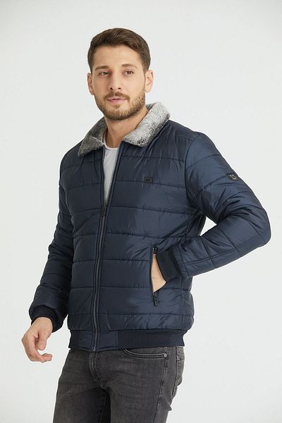 Wise Men's Fur Collar Combed Cotton Lined Puffer Coat