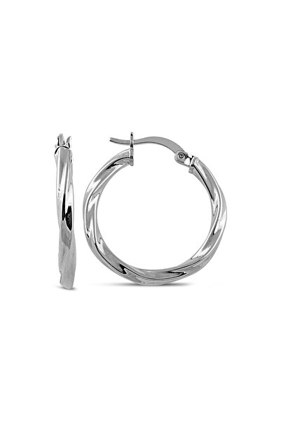 SUNSHINE 925 Ayar Rodyum Kaplamalı 2,5 Cm Burgu Halka Gümüş Küpe