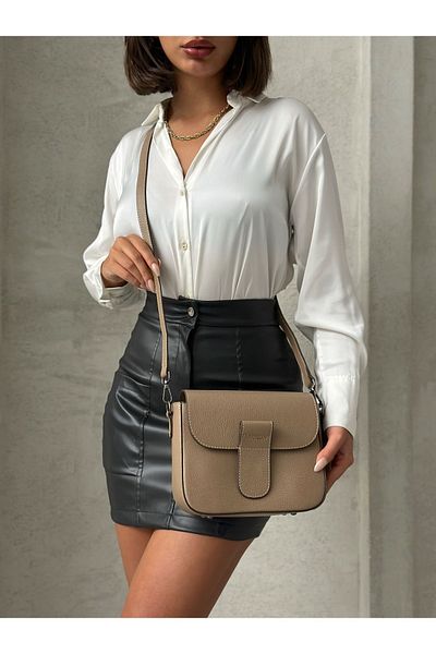 DERKON Τσάντα χιαστί από γνήσιο δέρμα Miley Model Color Mink