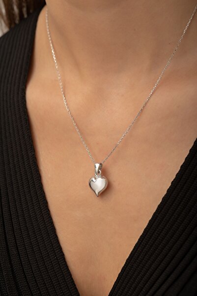 SUNSHINE 925 Ayar Rodyum Kaplama Kalpli Gümüş Kolye