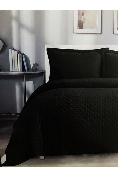 YGT Home Helena Anthracite Double Bed Set - Pillow Case with Flywheel 240X260