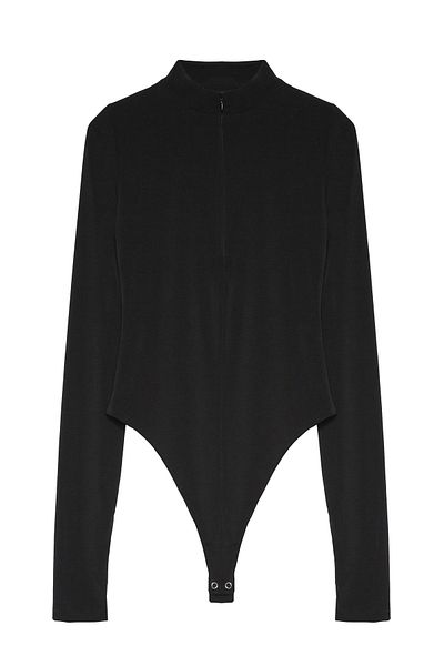 Quzu Turtleneck Black Bodysuit - Back Zipper