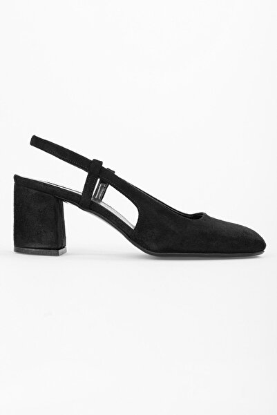 Shoeberry Cassy Černé semišové dámské boty na podpatku