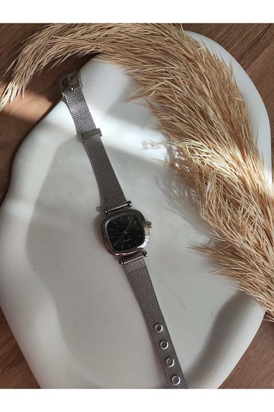 QUARTZ Rubsey Straw Cord Minimal Women's Wristwatch Modern Silver Color Vintage