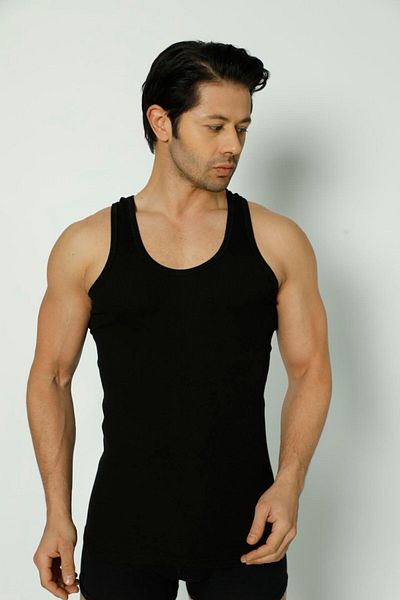 Yıldız Kardeşler 5 Pieces of Wide Strap 100% Cotton Men's Undershirt - Camisole (Wicked-Striped)