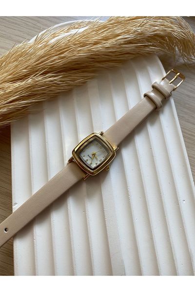 QUARTZ Rubsey Minimal Vintage Women Wristwatch Retro Leather Band 1 Pcs