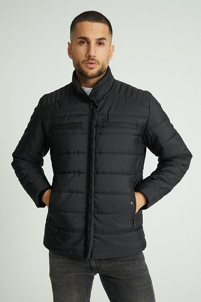 Wise Men's Inflatable Waterproof Chest Pocket Inner Lining Printed Stand Collar Coat