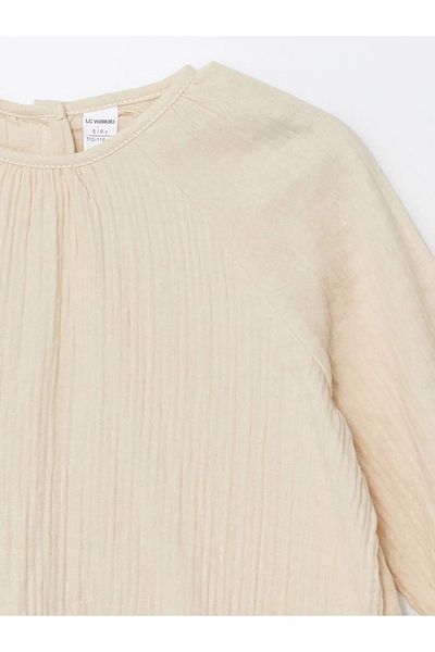 LC Waikiki Lcw Baby - Light Beige Baby Girl Dress, Long Sleeve and Floral Print