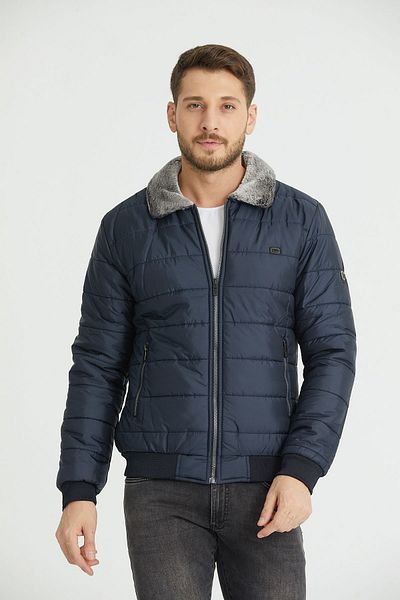 Wise Men's Fur Collar Combed Cotton Lined Puffer Coat