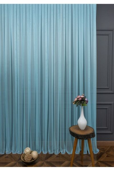 elision home Пряма тюлева штора Грек Турмалін, 400x270, рідкі складки, 1/2