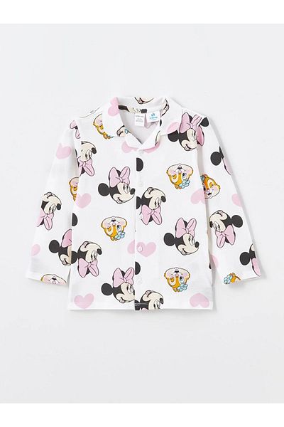 LC Waikiki Lcw Baby Polo Neck Long Sleeve Minnie Mouse Printed Baby Girl Pajamas Suit