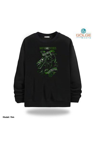 Gölge Store Motorcycles Chest Printed Slimfit Crew Neck 2 Thread Unisex Sweatshirt