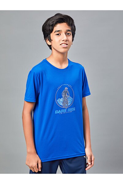 Technosport By Styli Printed Slim Fit Round Neck T-shirt with Technocool+