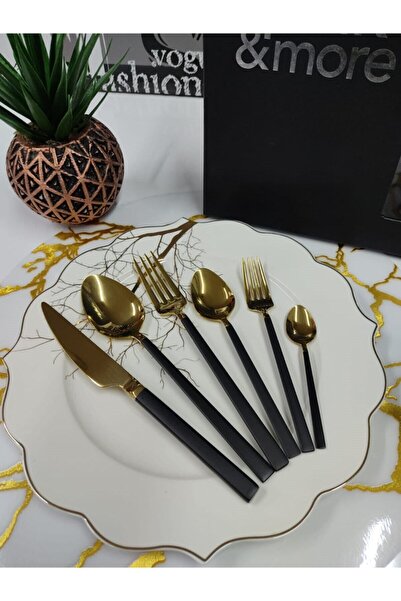 Pink&More Sultan 72 Parça 12 Kişilik Çatal Kaşık Bıçak Takımı Siyah