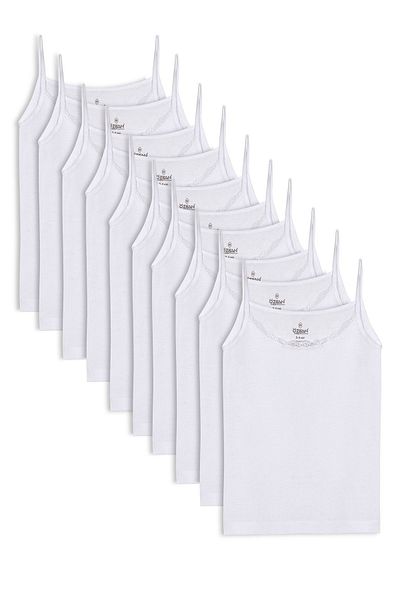 ÖZKAN underwear Özkan 0806 - حزمة مكونة من 10 قطع للفتيات مصنوعة من القطن بنسبة 100%، وخيط دانتيل مرن ومريح